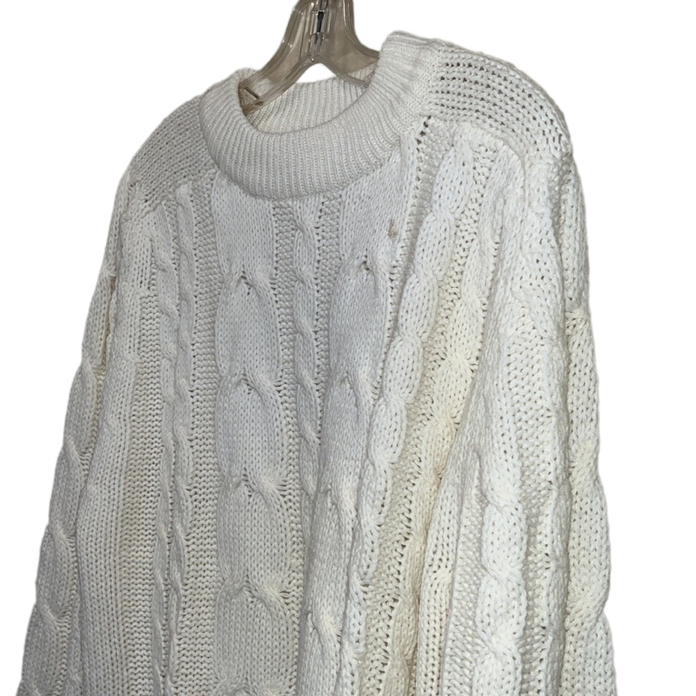 Vintage KMART Acrylic Cable Knit SWEATER Off white/cream color sz vtg L